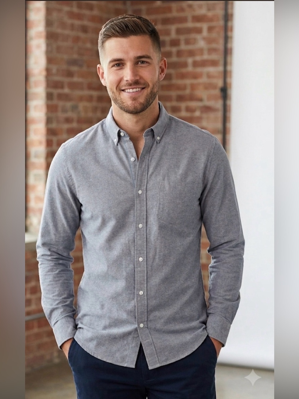 Hawker Rye Stretch Oxford Slim Shirt in Gray , size Large